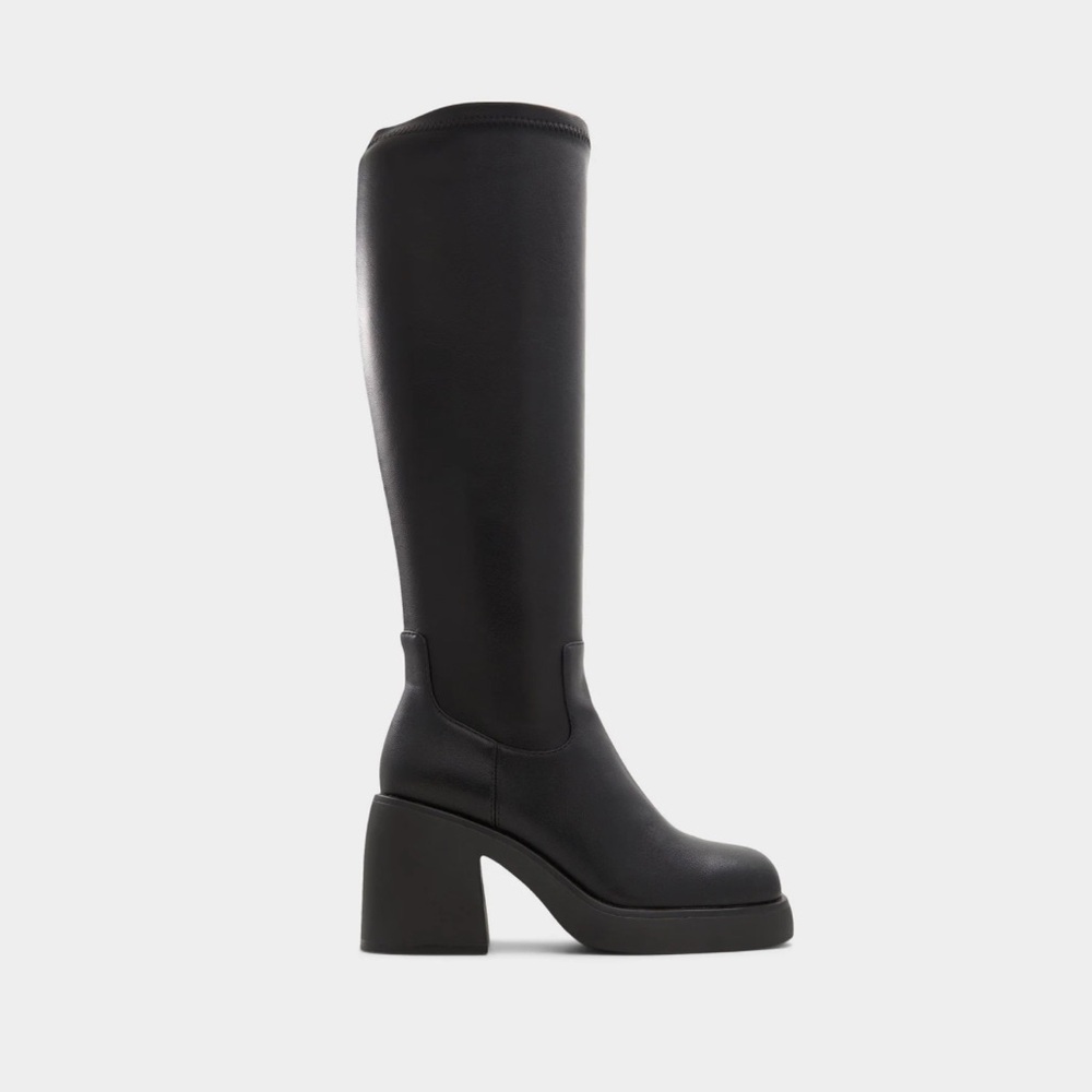 ALDO Women's Auster Black Knee-High Platform Boots‎ Chunky Heel NIB Sz 7.5